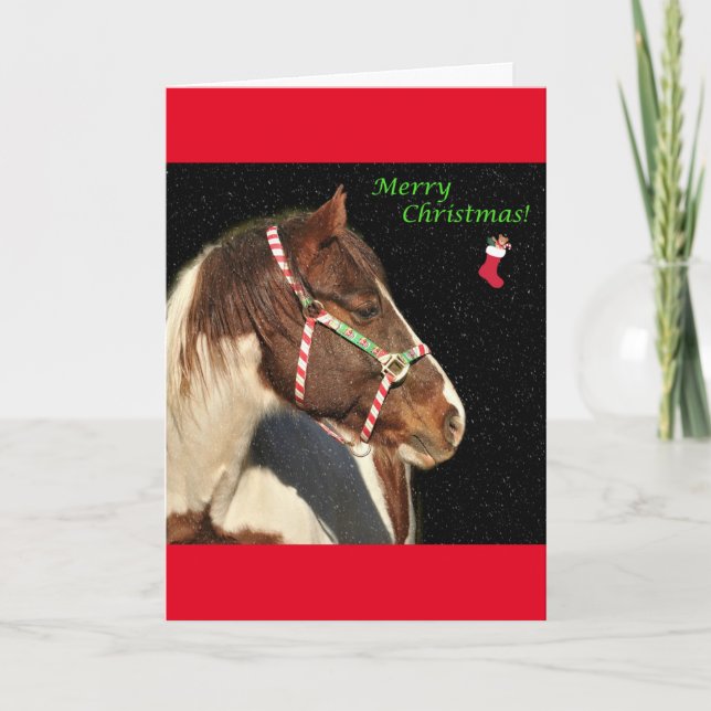 Carte de voeux de Noël avec cheval (Devant)