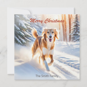 Carte de vœux de Noël avec chien Saluki dans la ne
