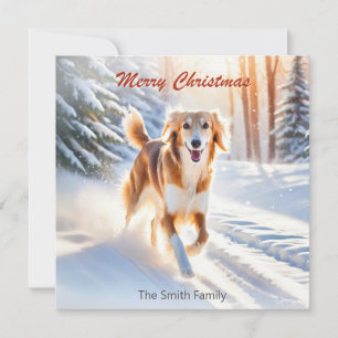 Carte de vœux de Noël avec chien Saluki dans la ne