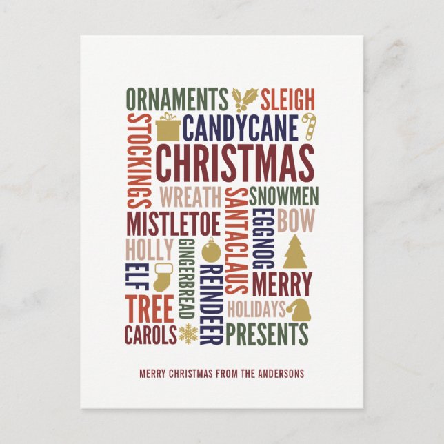 Carte de vœux de Noël avec des mots (Devant)