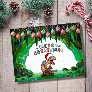 Carte de vœux de Noël avec dinosaure