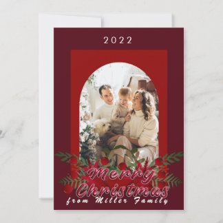 Carte de vœux de Noël avec fleurs rouges cerise mo