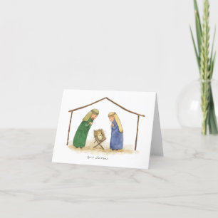 Carte de vœux de Noël avec Jésus bébé, Marie et Jo