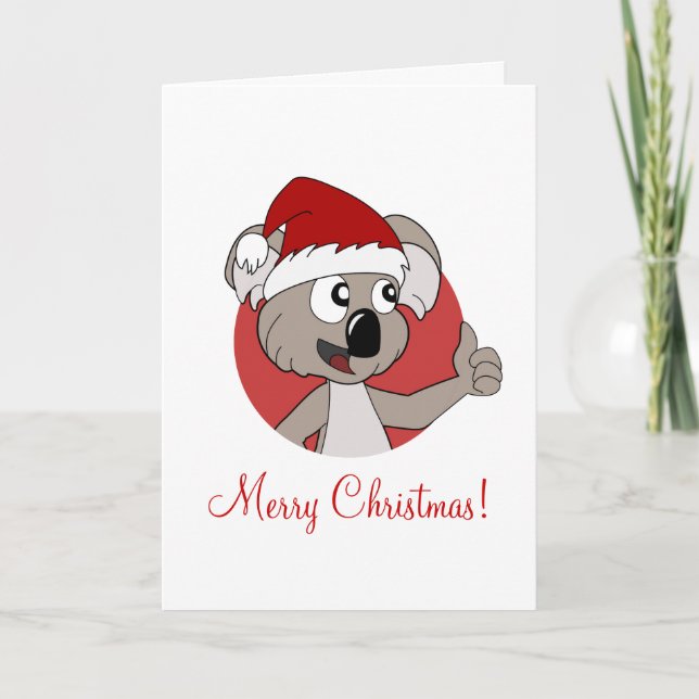 carte de vœux de Noël avec koala de dessin animé (Devant)