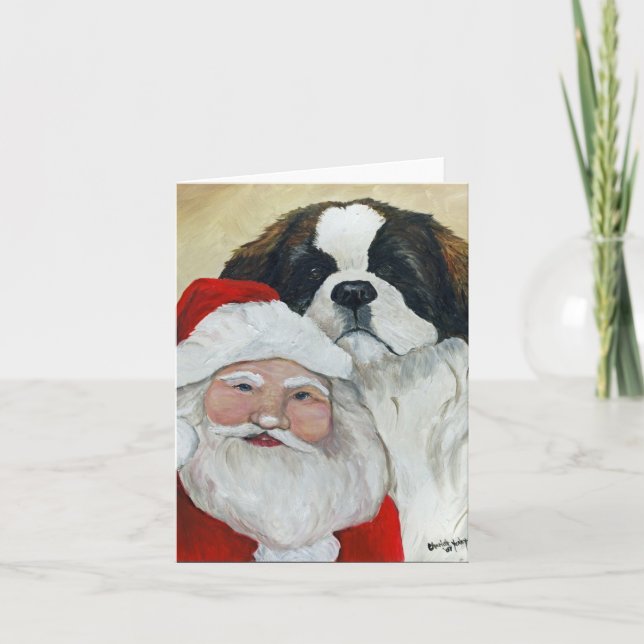 Carte de vœux de Noël avec l'art de St Bernard & P (Devant)