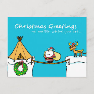 Carte de vœux de Noël avec le Père Noël et les ren