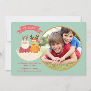 Carte de vœux de Noël avec le Père Noël et son ami