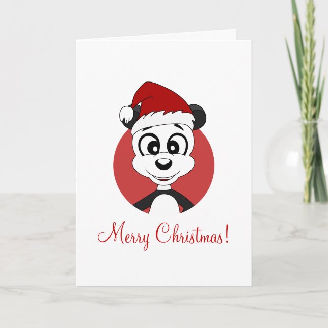Carte de vœux de Noël avec ours panda de dessin an (Devant)