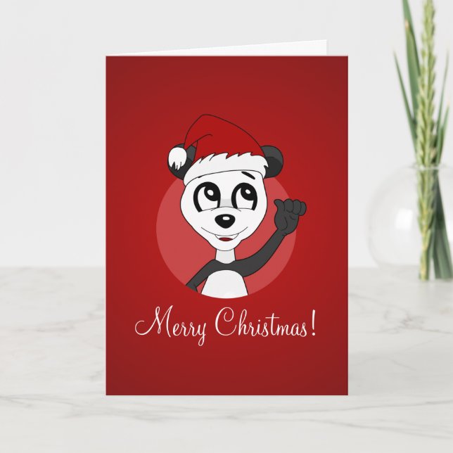 Carte de vœux de Noël avec ours panda de dessin an (Devant)