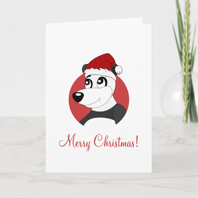 Carte de vœux de Noël avec ours panda de dessin an (Devant)