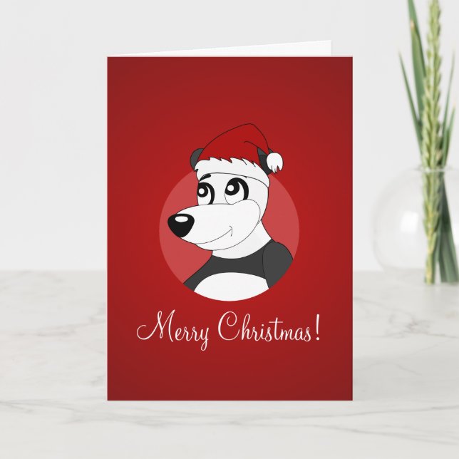 Carte de vœux de Noël avec ours panda de dessin an (Devant)