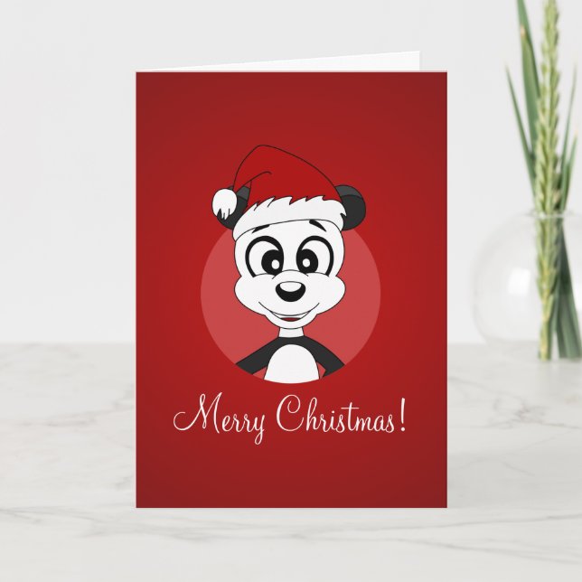 Carte de vœux de Noël avec ours panda de dessin an (Devant)