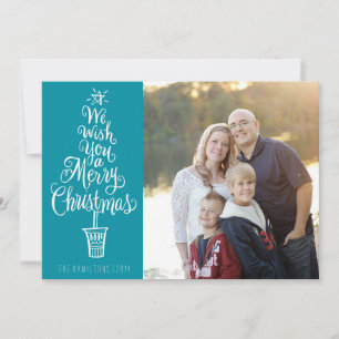 Carte de vœux de Noël avec photo d'arbre à lettres