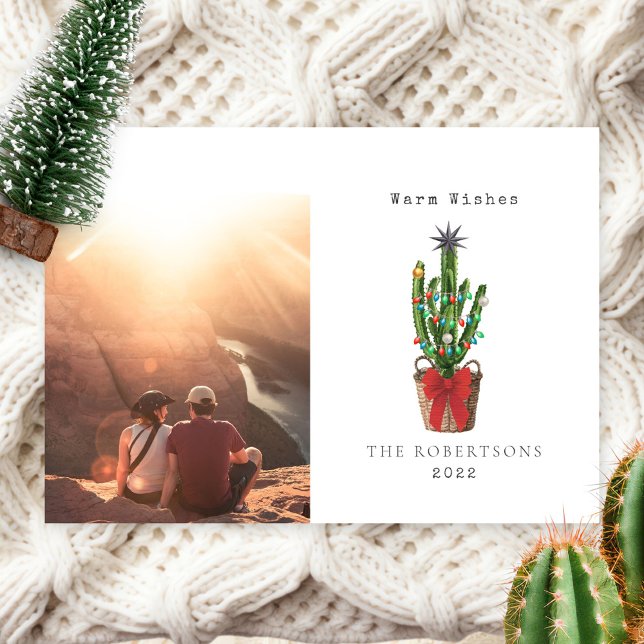 Carte de vœux de Noël avec photo de cactus et joye (Créateur téléchargé)