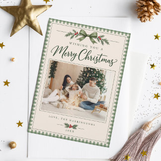 Carte de vœux de Noël avec photo de famille à carr