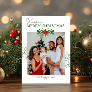 Carte de vœux de Noël avec photo de Poinsettia