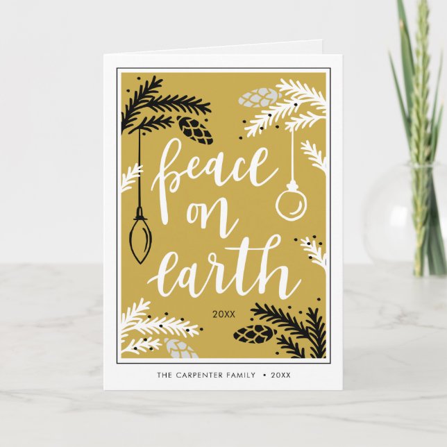 Carte de vœux de Noël avec photo | Paix sur Terre (Devant)