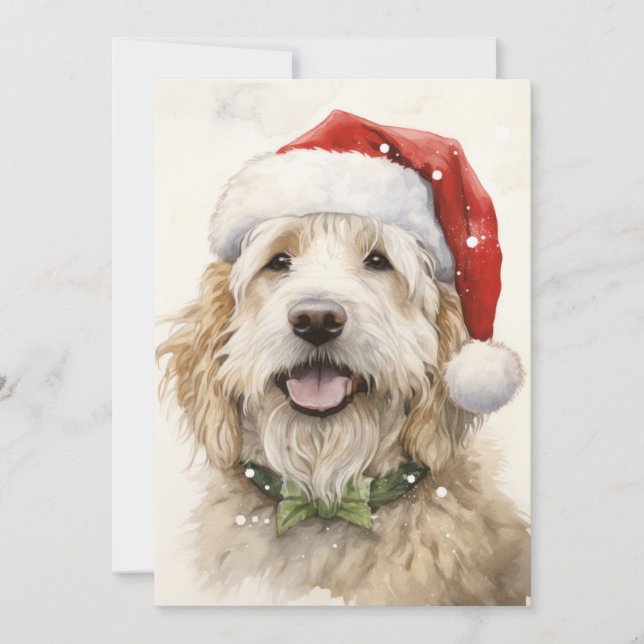 Carte de vœux de Noël avec Santa et chien (Devant)