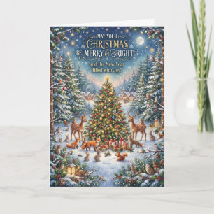 Carte de vœux de Noël avec sapin enneigé