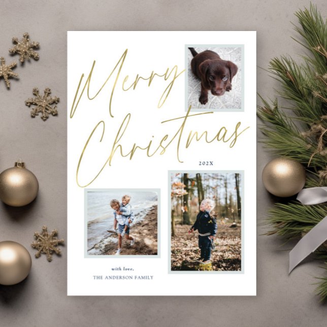 Carte de vœux de Noël avec script Gold Merry Chris (Créateur téléchargé)