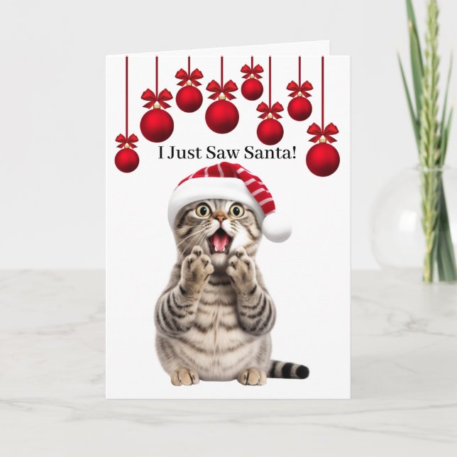 Carte de vœux de Noël avec un chat adorable (Devant)