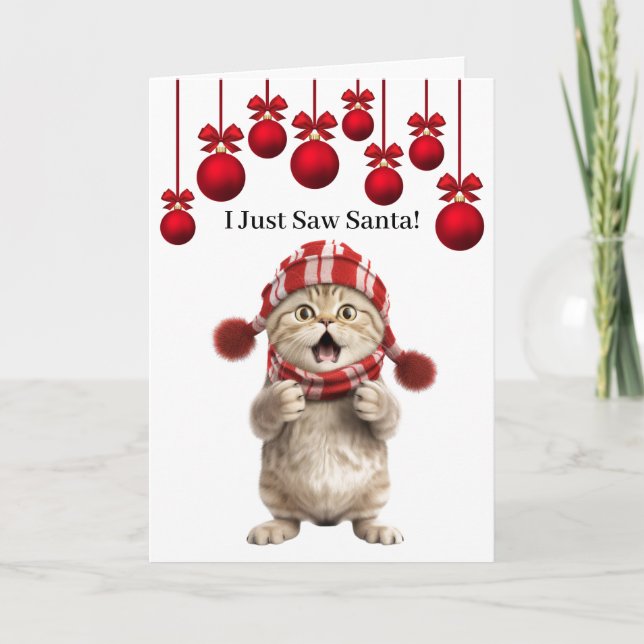 Carte de vœux de Noël avec un chat super mignon (Devant)