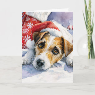 Carte de vœux de Noël avec un Jack Russell mignon