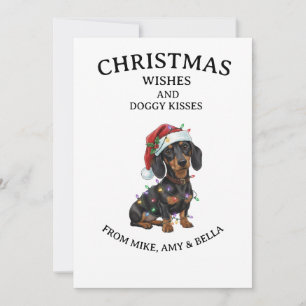Carte de vœux de Noël avec un mignon teckel