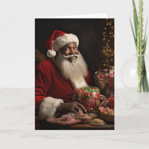 Carte de vœux de Noël avec un Père Noël afro-améri