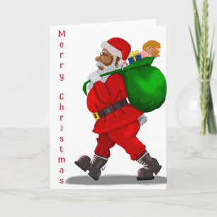 Carte de vœux de Noël avec un Père Noël afro-améri