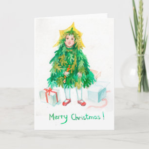 Carte de vœux de Noël avec un petit arbre de Noël