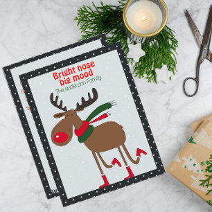 Carte de vœux de Noël avec un renne mignon rétro n