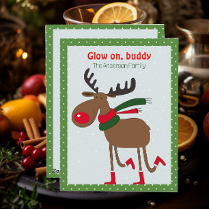Carte de vœux de Noël avec un renne mignon rétro v