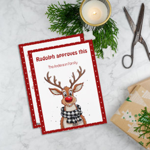 Carte de vœux de Noël avec un renne mignon rouge r