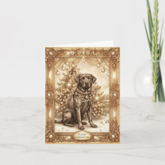 Carte de vœux de Noël avec un vieux Labrador noir