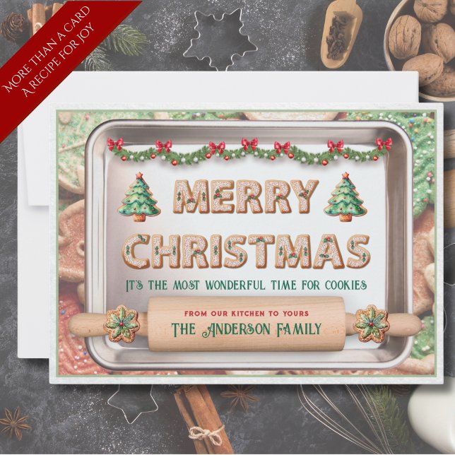 Carte de vœux de Noël avec une recette de biscuits (Send holiday cheer and a tasty tradition with this unique Christmas Cookie Recipe Greeting Card)