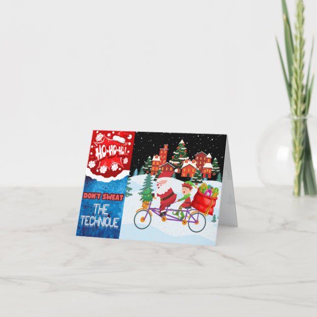 Carte de vœux de Noël : balade enneigée à vélo du  (Devant)