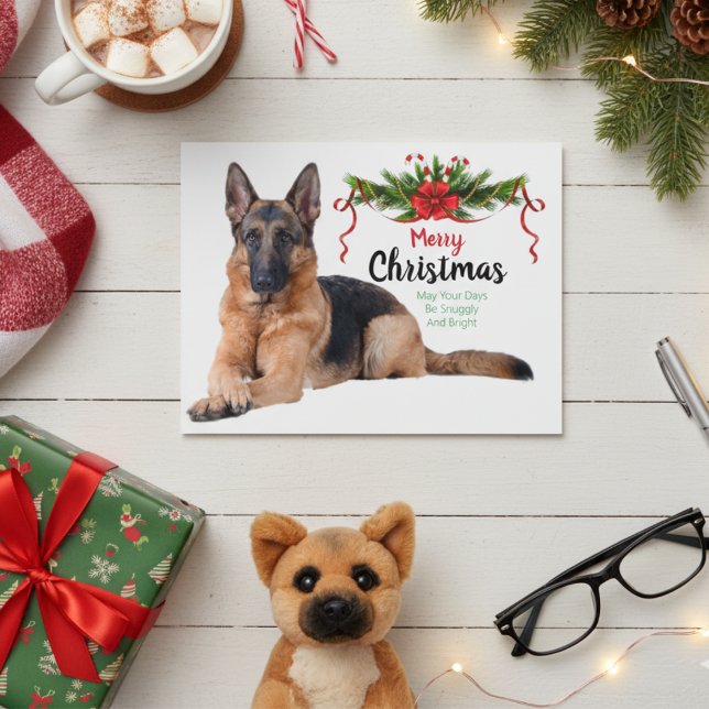 Carte de voeux de Noël berger allemand (Christmas German Shepherd Greeting Card)