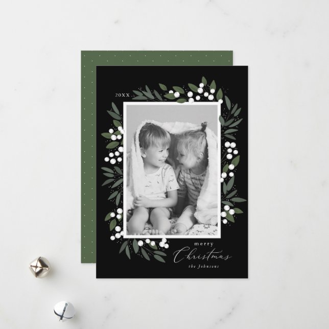 Carte de vœux de Noël Berries (Devant/Arrière en situation)