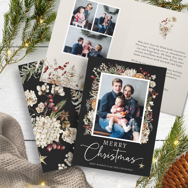 Carte de vœux de Noël Bohème Botanique (Boho Botanical Christmas Greeting Card
)