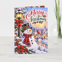 Carte de vœux de Noël Bonhomme de neige Fantaisist