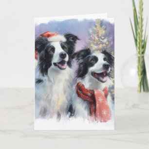 Carte de vœux de Noël Border Collie