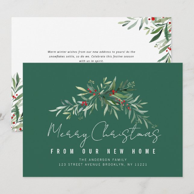 Carte de vœux de Noël botanique avec animation (Devant / Derrière)