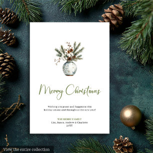 Carte de vœux de Noël botanique bohème classique n
