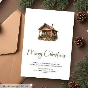 Carte de vœux de Noël botanique scandinave cosy 