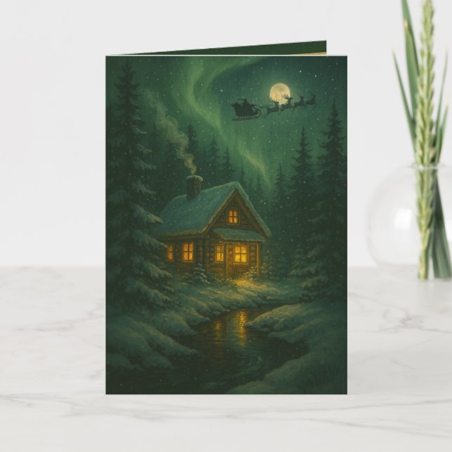 Carte de vœux de Noël - Cabane dans les bois (Devant)