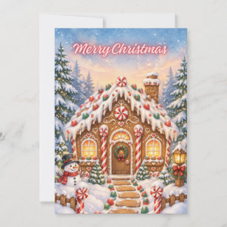 Carte de vœux de Noël Cabane en pain d'épices