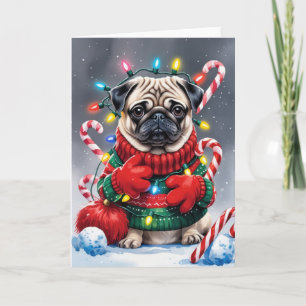 Carte de voeux de Noël carlin Chien
