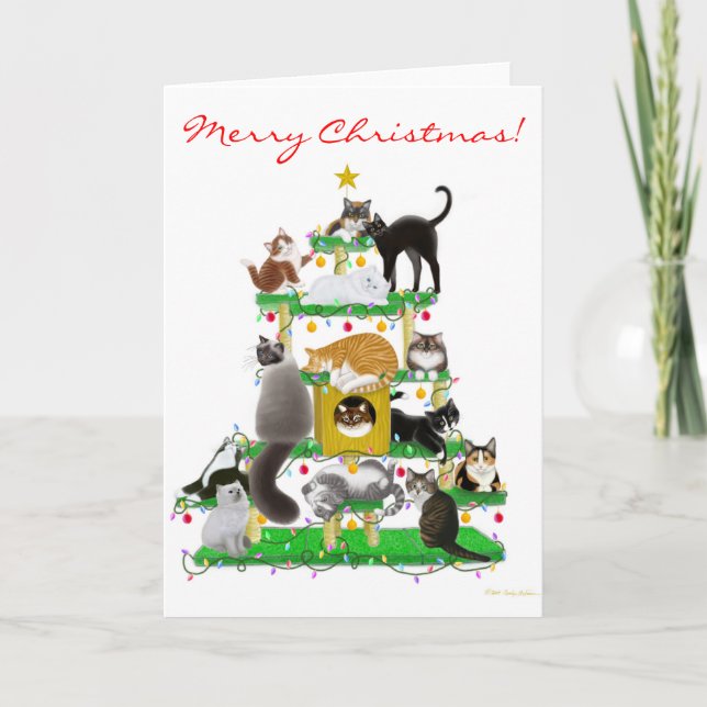 Carte de voeux de Noël Cat Tree (Devant)