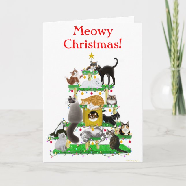 Carte de voeux de Noël Cat Tree (Devant)